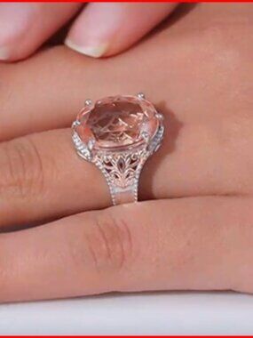 Morganique Quartz (Triplet) Solitaire Ring in 18K YG Plated and Platinum Bond